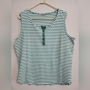 Green & White Striped Tank Top